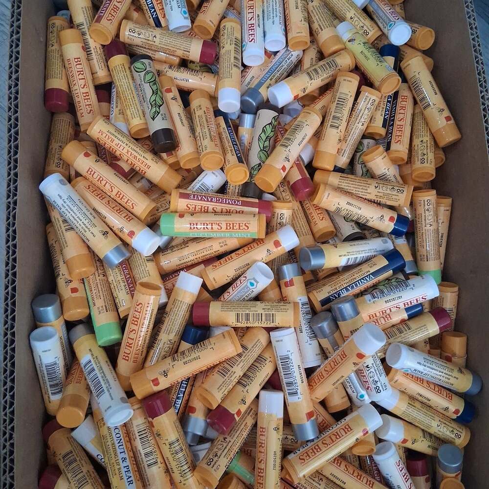 Lot of 347 Burt's Bees Lip balm tubes, assortment of flavors